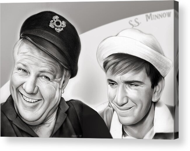 Gilligan's Island Acrylic Print featuring the mixed media The Skipper and Gilligan by Greg Joens