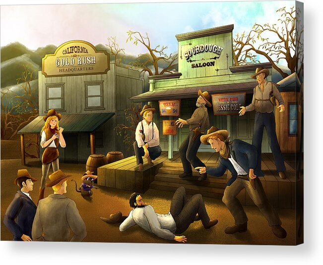  Fantasy Acrylic Print featuring the painting The Sourdough Saloon by Reynold Jay
