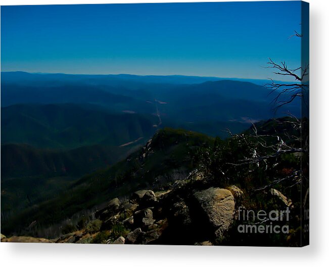 Digital Painting Acrylic Print featuring the digital art The view from the Summit of Mount Buffalo by Blair Stuart