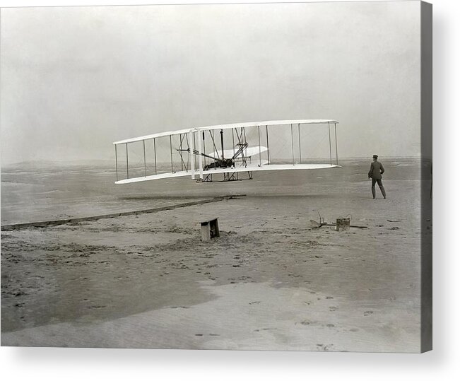 Human Acrylic Print featuring the photograph The Wright brothers' first powered by Science Photo Library