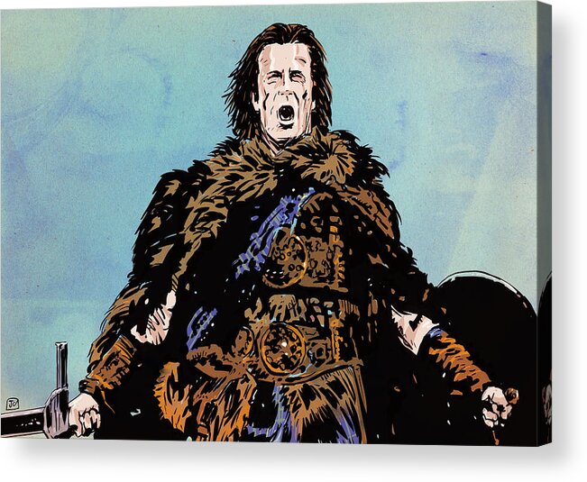 Highlander Acrylic Print featuring the drawing There can be only one by Giuseppe Cristiano