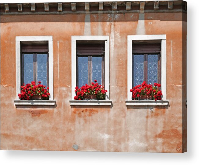 Windows Acrylic Print featuring the photograph Three Windows in Venice by Brooke T Ryan