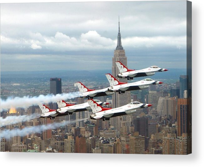 Us Air Force Acrylic Print featuring the photograph Thunderbirds over New York City by Mountain Dreams