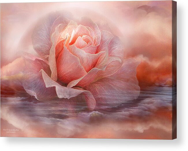 Rose Acrylic Print featuring the mixed media Time To Say Goodbye Rose by Carol Cavalaris