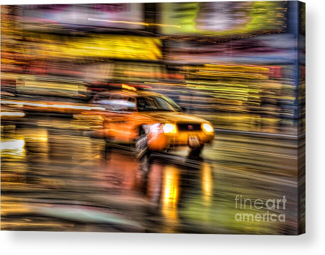 Clarence Holmes Acrylic Print featuring the photograph Times Square Taxi I by Clarence Holmes