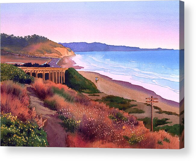 Torrey Pines Acrylic Print featuring the painting Torrey Pines Dusk by Mary Helmreich
