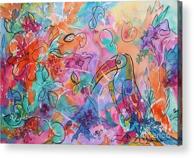 Toucan Acrylic Print featuring the painting Toucan Dreams by Ellen Levinson