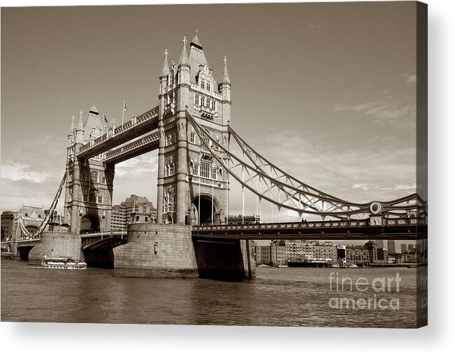London Acrylic Print featuring the photograph Tower Bridge - Sepia by Hermes Fine Art