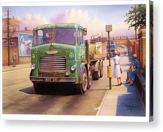 Painting For Sale Acrylic Print featuring the painting Tower Hill Transport. by Mike Jeffries