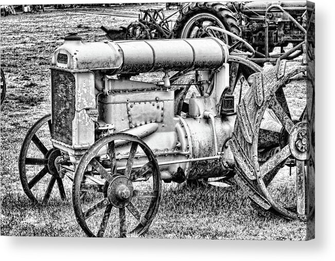 Black And White Acrylic Print featuring the photograph Tractor by Ron Roberts