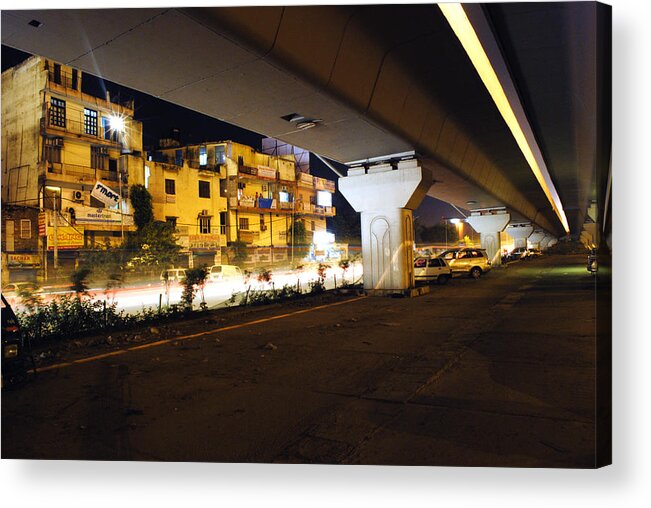 Cars Acrylic Print featuring the photograph Traffic Running Beneath Flyover by Sumit Mehndiratta