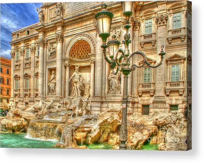 Fountain Acrylic Print featuring the photograph Trevi Fountain in Rome by David Birchall