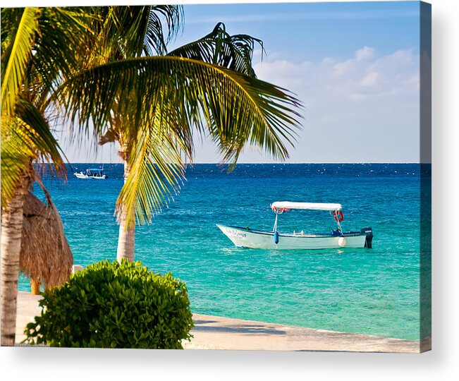 Cozumel Acrylic Print featuring the photograph Turquoise waters in Cozumel by Mitchell R Grosky