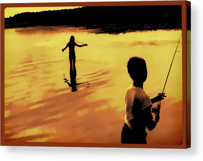 Fishing Acrylic Print featuring the photograph Twilight Fishing by John Hansen