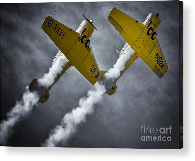 Harvard Acrylic Print featuring the photograph Two Soaring Harvards by Urbanmoon Art and Photography