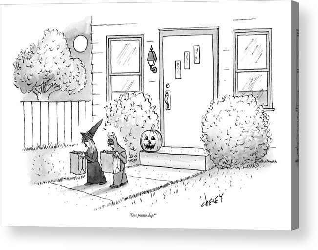Halloween Acrylic Print featuring the drawing Two Tirck-or-treaters--one Is A Witch by Tom Cheney