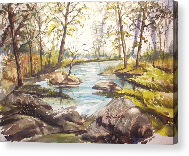 Stream Acrylic Print featuring the painting Up Stream by Anthony DiNicola