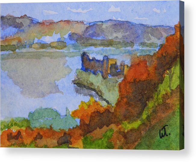 Urquhart Castle Acrylic Print featuring the painting Urquhart Castle by Warren Thompson