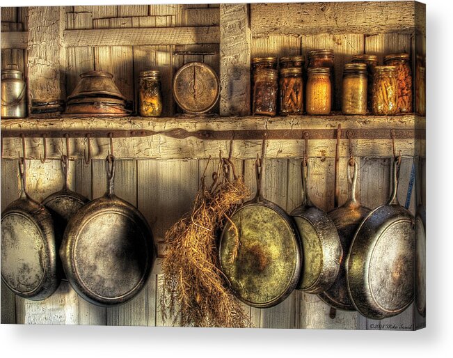 Kitchen Acrylic Print featuring the photograph Utensils - Old country kitchen by Mike Savad