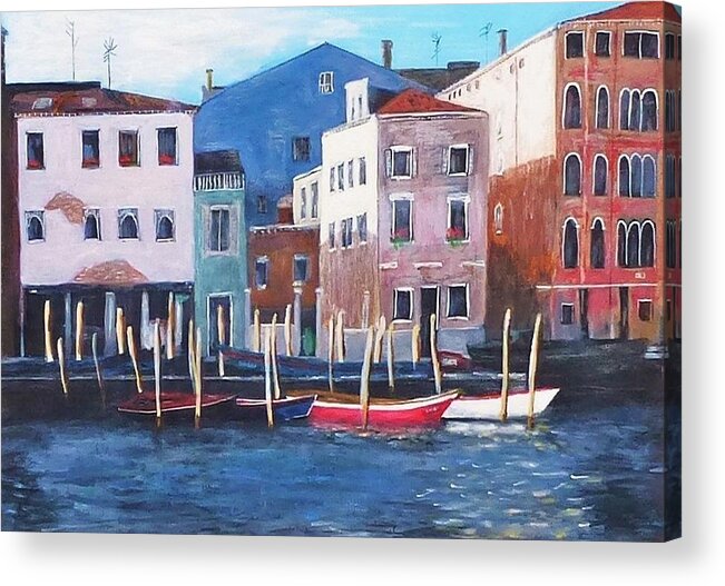 Venice Acrylic Print featuring the painting Venice Backwater by Nigel Radcliffe