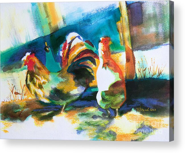 Painting Acrylic Print featuring the painting Veridian Chicken by Kathy Braud