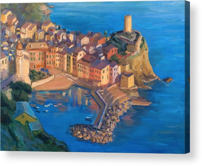 Village Acrylic Print featuring the painting Vernazza by Marco Busoni