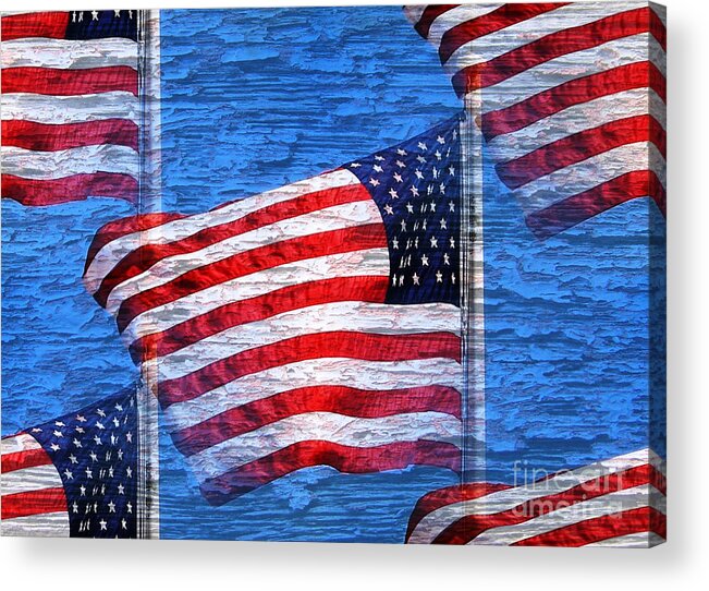 Flag Acrylic Print featuring the photograph Vintage Amercian Flag Abstract by Judy Palkimas