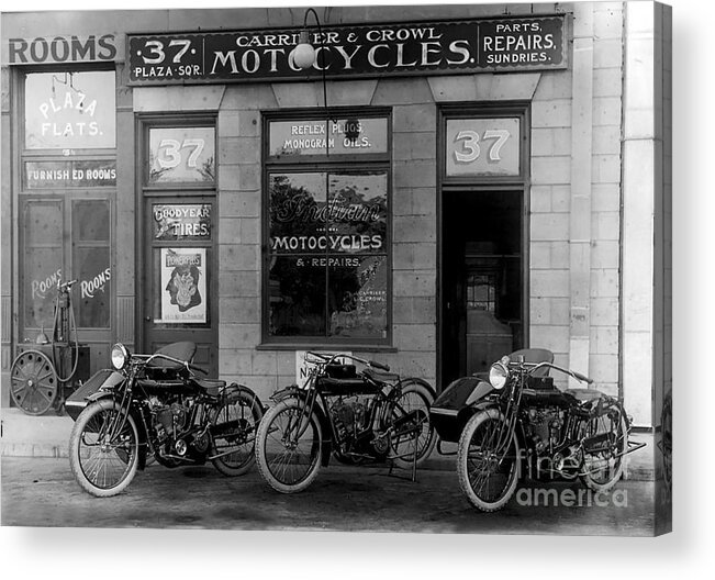 Vintage Motorcycle Dealership Acrylic Print featuring the photograph Vintage Motorcycle Dealership by Jon Neidert