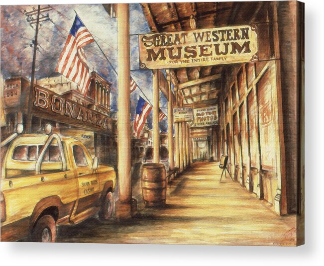 Virginia+city Acrylic Print featuring the painting Virginia City Nevada - Western Art Painting by Peter Potter