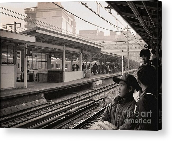 Trains Acrylic Print featuring the photograph Waiting for the Ginza by Ellen Cotton