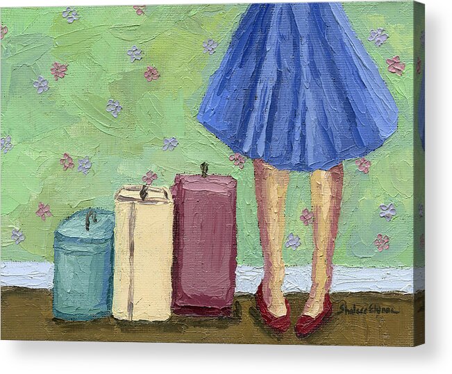 Girl Waiting Acrylic Print featuring the painting Waiting by Shalece Elynne