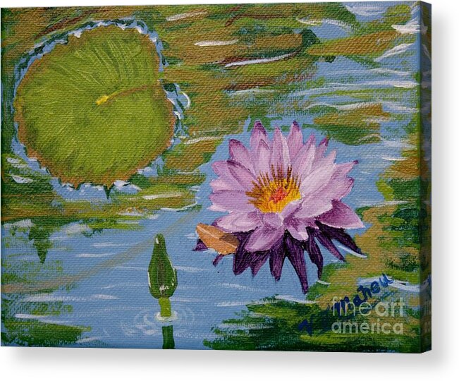 Lavender Acrylic Print featuring the painting Water Lily by Vicki Maheu
