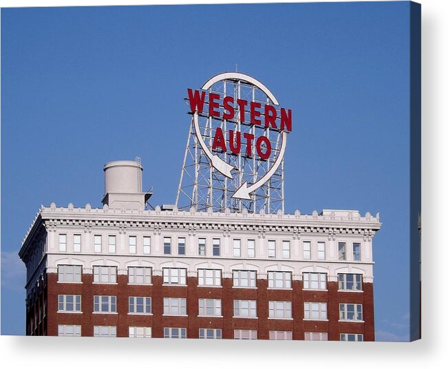 Western Auto Building Of Kansas City Missouri Acrylic Print featuring the photograph Western Auto Building of Kansas City Missouri by Elizabeth Sullivan