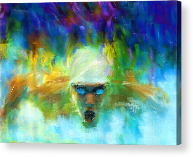 Swimming Acrylic Print featuring the digital art Wet And Wild by Lourry Legarde