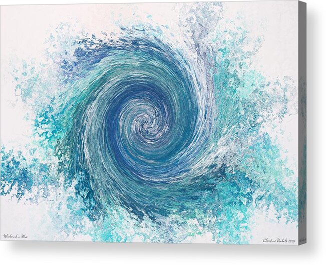 Whirlwind In Blue Acrylic Print featuring the digital art Whirlwind in Blue by Christine Nichols