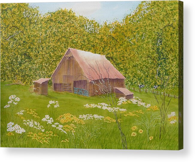 Whole Lot Of Shaking Going On Acrylic Print featuring the painting Whose Barn - What Barn - My Barn by Joel Deutsch
