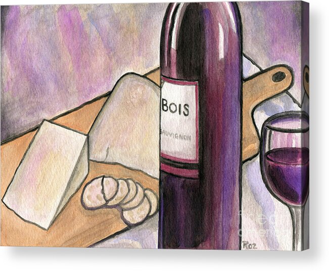 Wine And Cheese Tonight Acrylic Print featuring the painting Wine and Cheese Tonight by Classic Visions Gallery