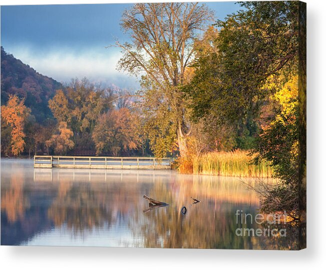 Winona Minnesota Acrylic Print featuring the photograph Winona Photo Fishing Pier Fall by Kari Yearous