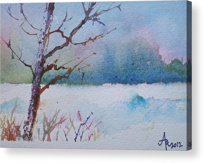 Winter Acrylic Print featuring the painting Winter Loneliness by Anna Ruzsan