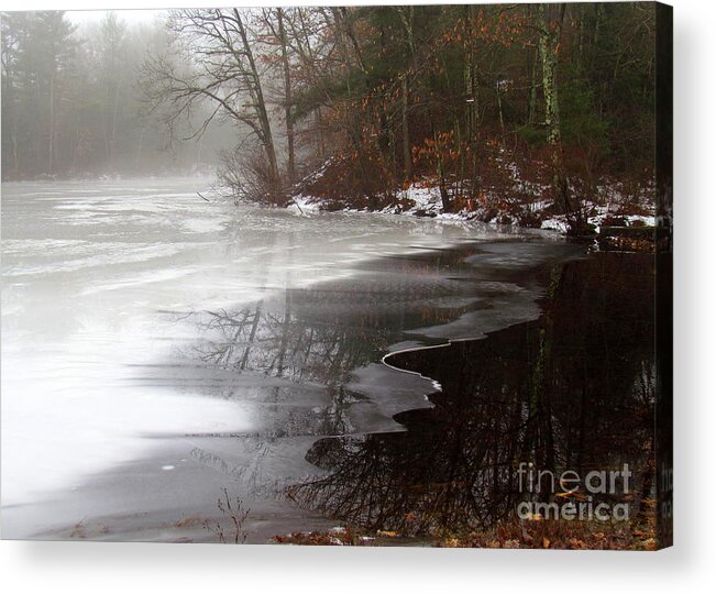 Fog Acrylic Print featuring the photograph Winter on Tarklin Pond by Lili Feinstein