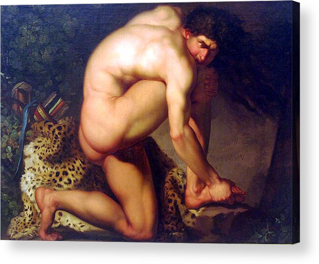 Wounded Acrylic Print featuring the painting Wounded Philoctetes by Nikolaj Abraham Abildgaard