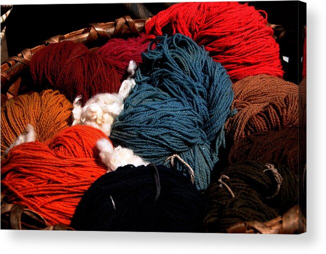 Yarn Acrylic Print featuring the photograph Yarn Colors - Sturbridge Village by Jacqueline M Lewis