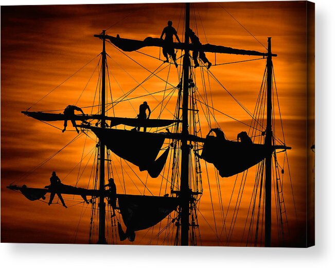 Textured Acrylic Print featuring the photograph Furling Sail by Fred LeBlanc