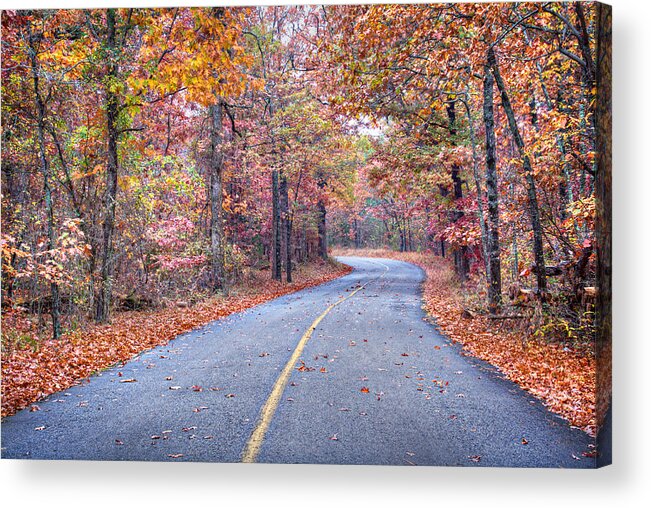 Arkansas Acrylic Print featuring the photograph 1010-4486 Petit Jean Autumn Highway by Randy Forrester