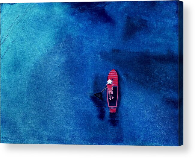 Boat Acrylic Print featuring the painting Alone 1 by Anil Nene