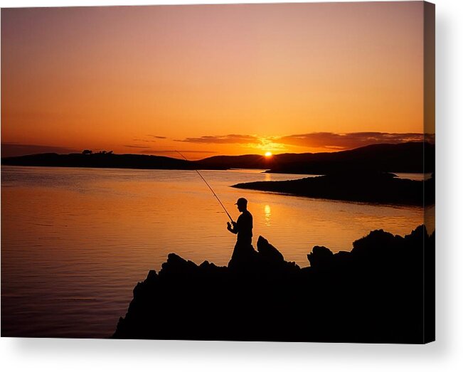 Activity Acrylic Print featuring the photograph Angler At Sunset, Roaring Water Bay, Co by The Irish Image Collection 