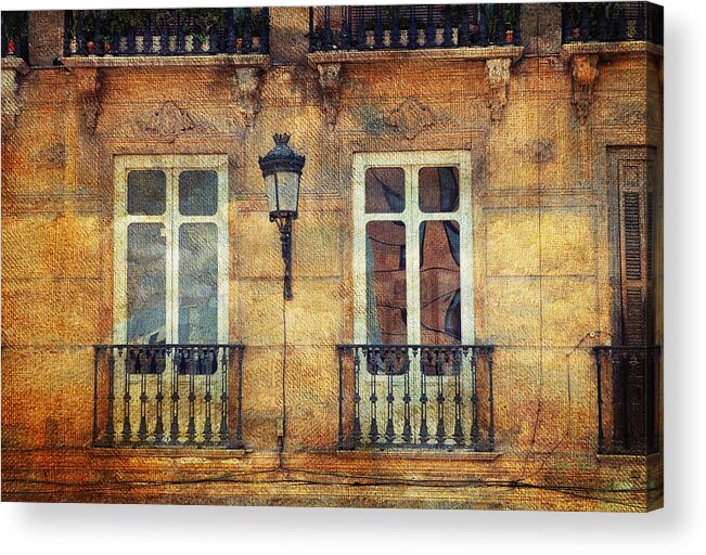 Spain Acrylic Print featuring the photograph Architectural Details of Malaga Buildings. Spain by Jenny Rainbow