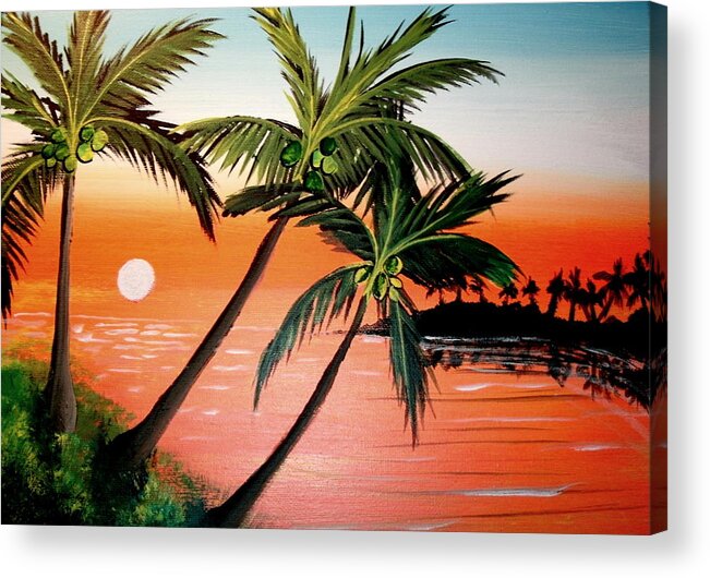 Palms Sunrise Florida Acrylic Print featuring the painting Badorange by Robert Francis