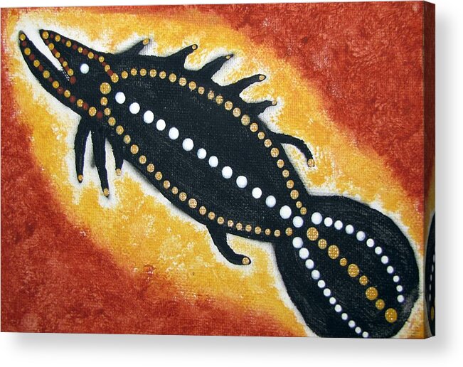 Aboriginal Acrylic Print featuring the painting Barramundi by Courtney Adams