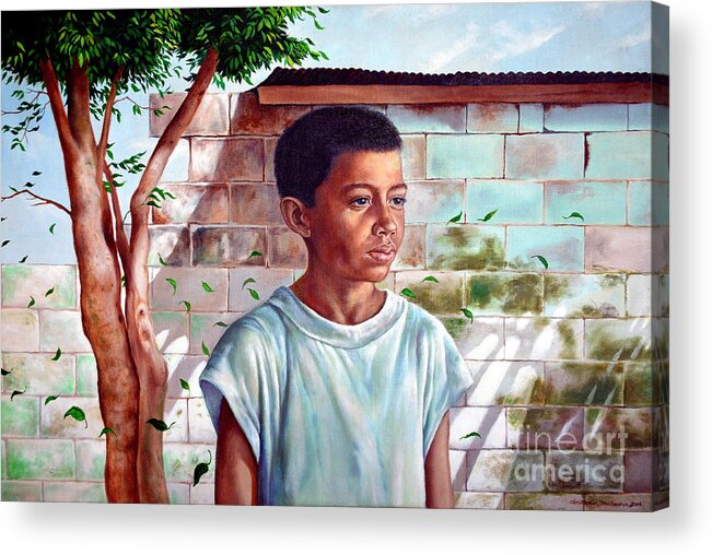 Bata Acrylic Print featuring the painting Bata the Filipino Child by Christopher Shellhammer